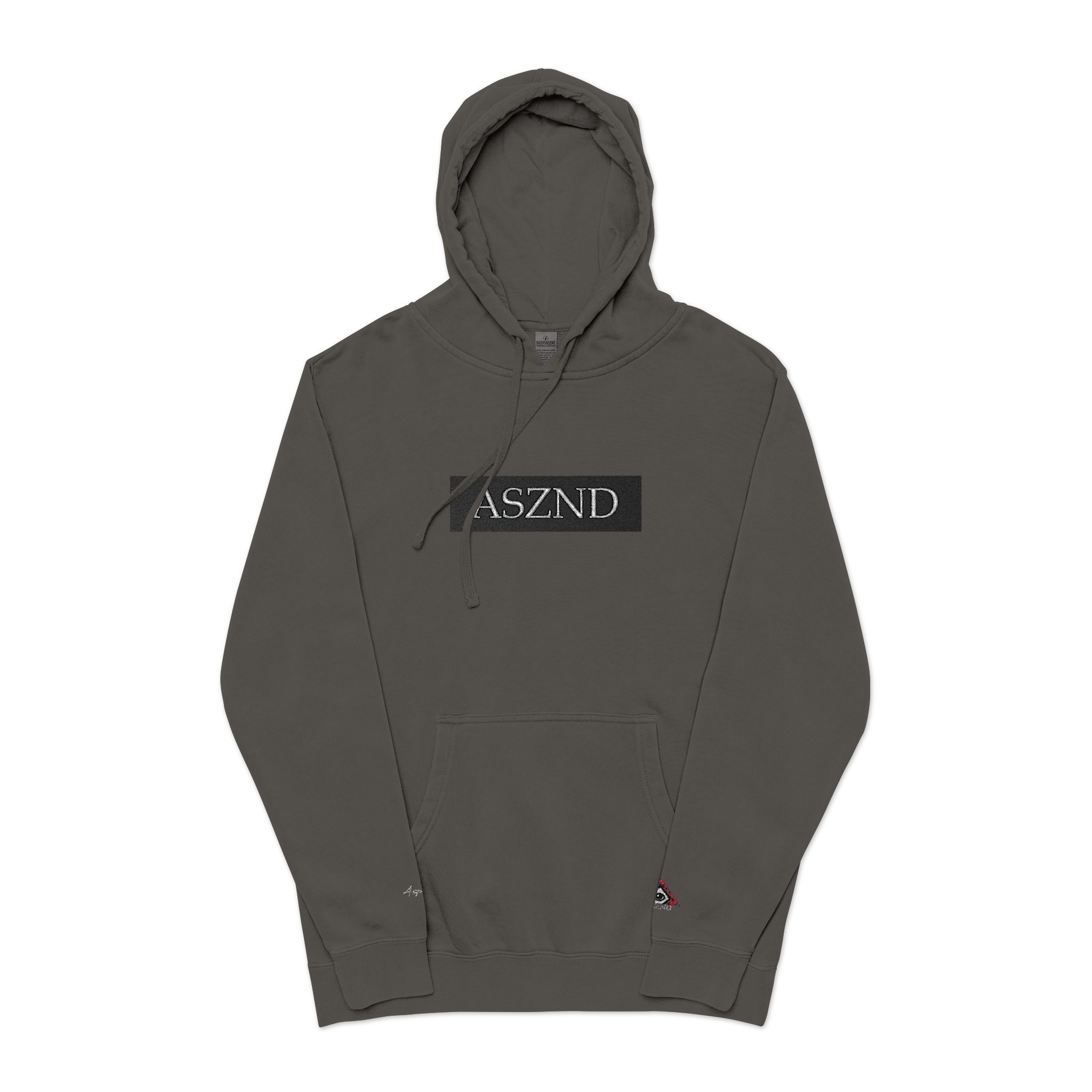 Embroidered ASZND Pigment-Dyed Hoodie — Olive Casual Streetwear - Image 13